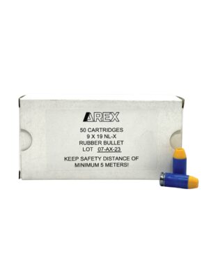 AREX NL-X 9mm | Munición No Letal de Entrenamiento y Disuasión – Bala de Goma - Caja x 50u