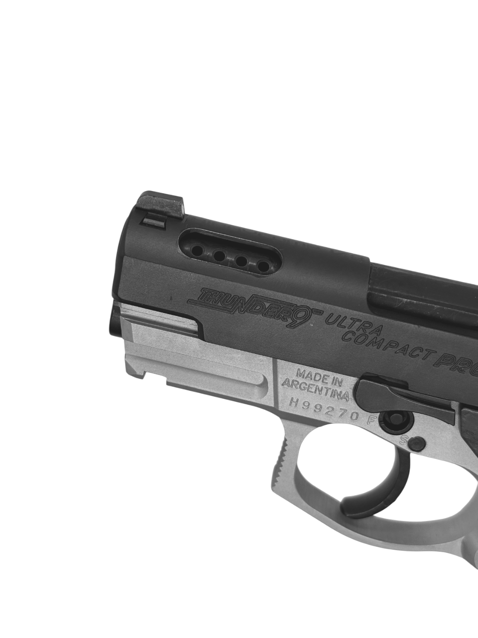 Pistola Bersa Thunder 9 Ultra Compact Pro Hibrycomp V8 Dos Tonos Reverse - con compensador - Imagen 2
